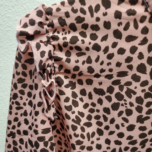 SHEIN PINK ANIMAL PRINT RUFFLE HEM SMOCK DRESS - Picture 6 of 11